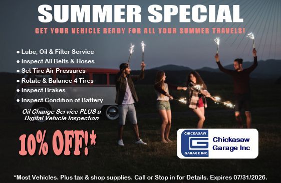 Summer Special 10% Off Services | Chickasaw Garage