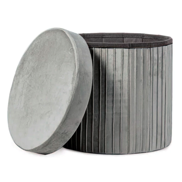 Puff plegable redondo gris