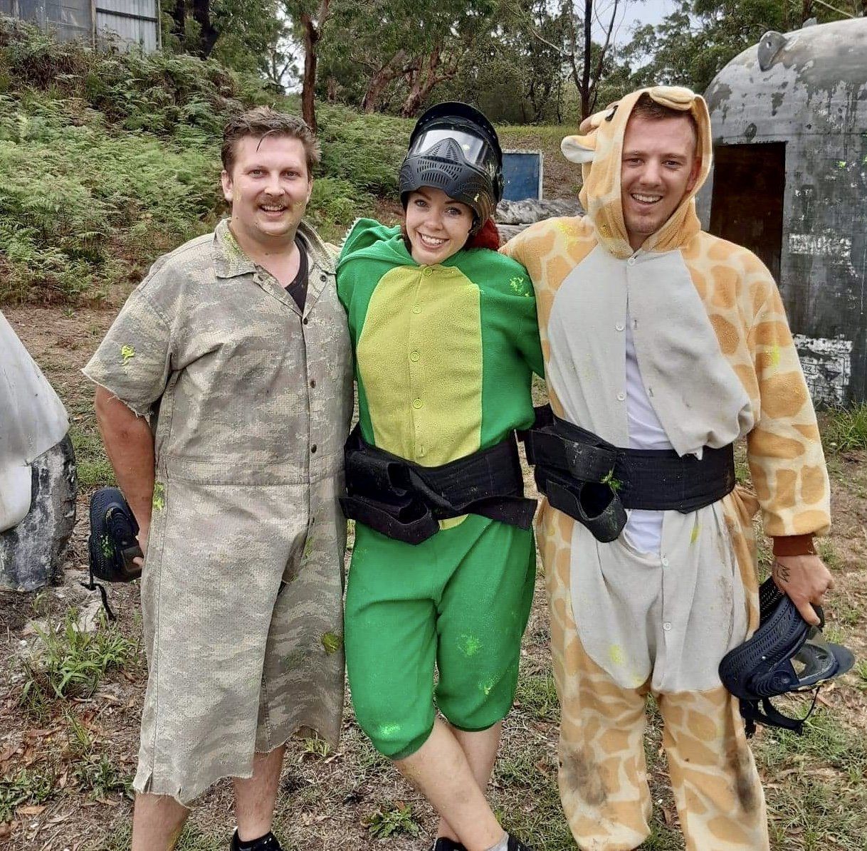 Three Paintball Players Smiling — Salt Ash NSW — Hellfire Paintball