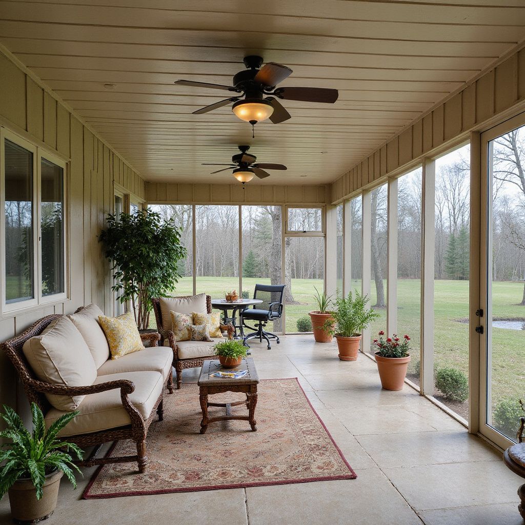 Attached aluminum patio cover with fan and lighting in Conroe, TX