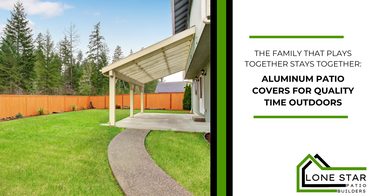 an advertisement for aluminum patio covers for quality time outdoors