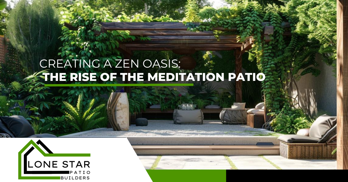 A picture of a patio with a meditation patio in the background.