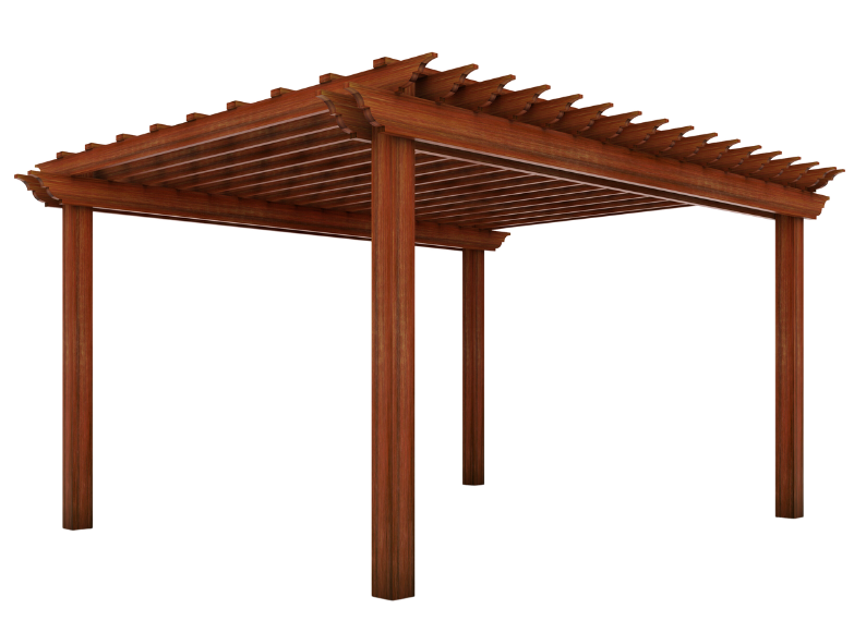 A 3d model of a wooden pergola.