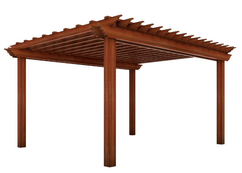 a 3d model of a wooden pergola