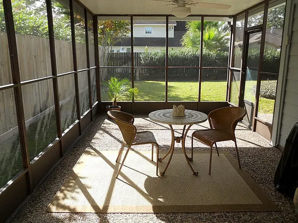 A screen enclosure with a small kickplate built in Houston, TX.