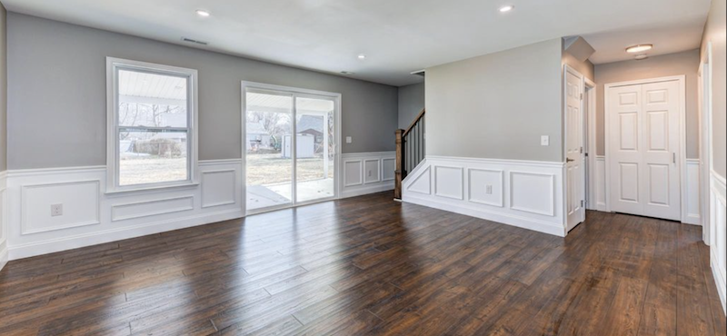 hardwood floor installed in living room area