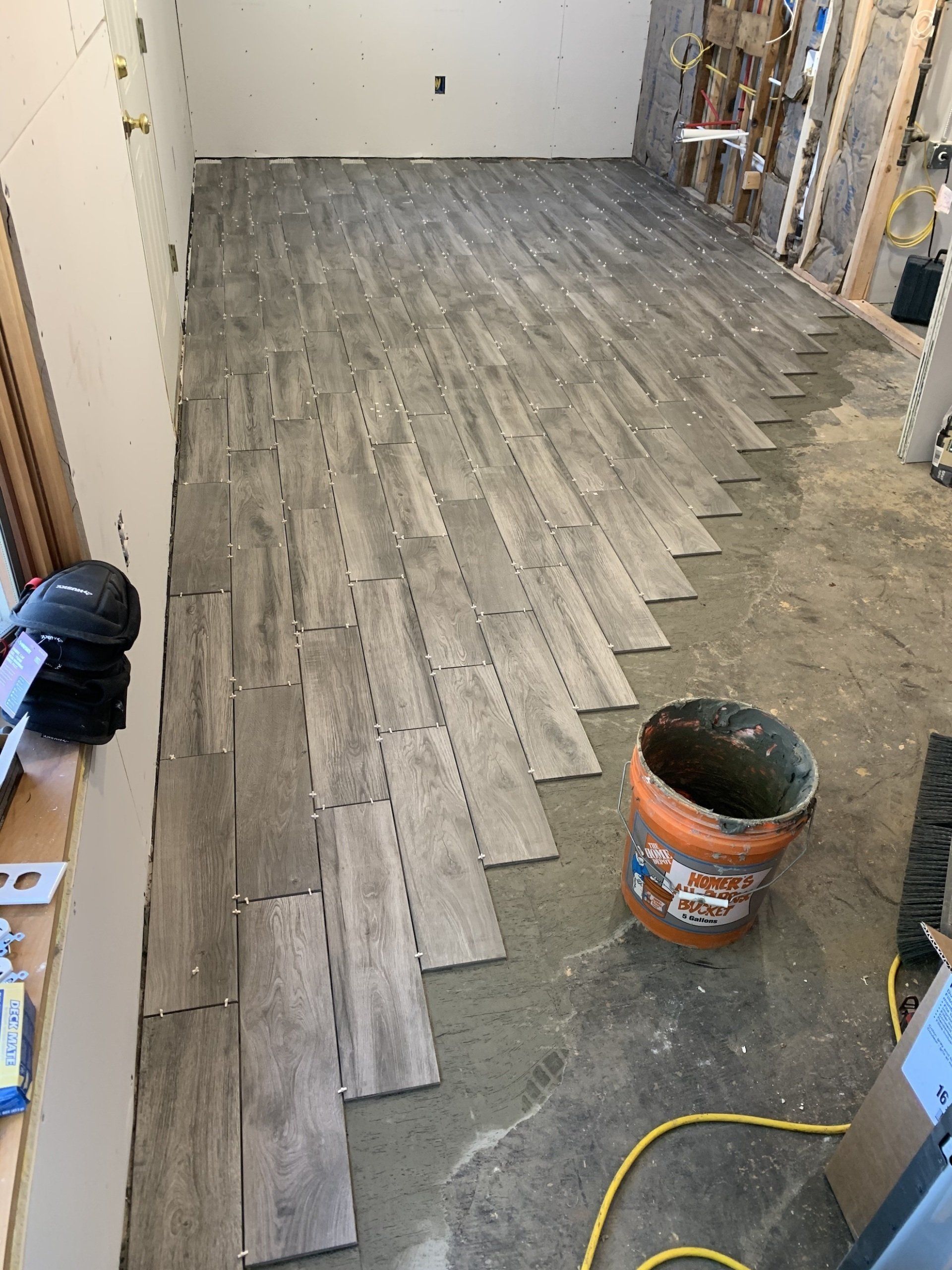 tile installation in progress
