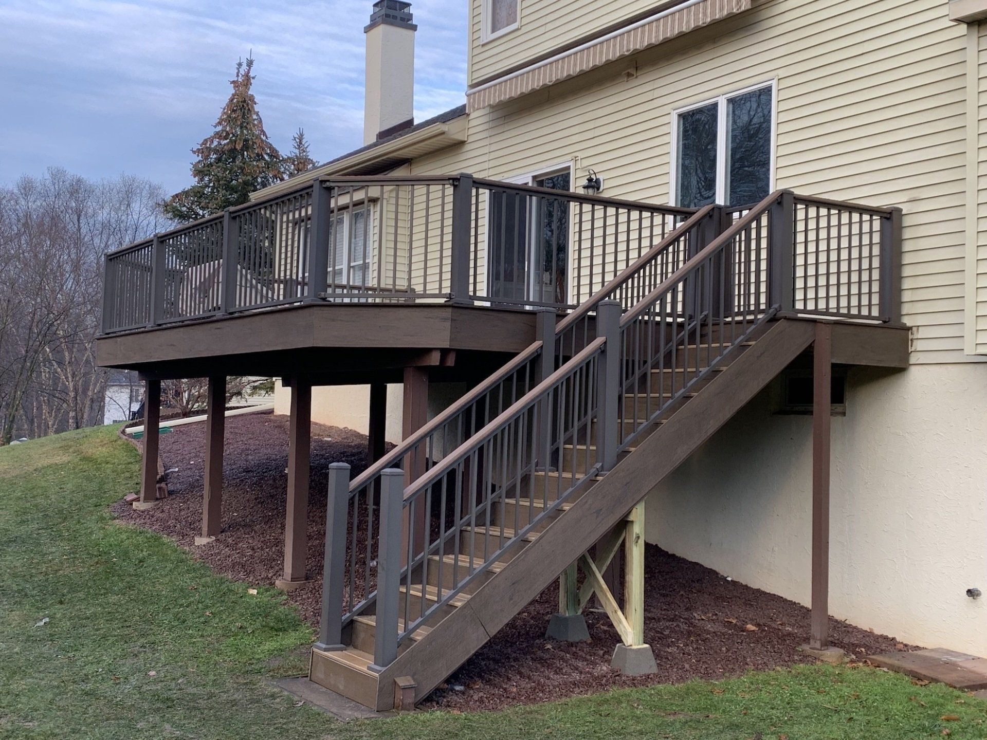 new 2nd level deck installation with posts