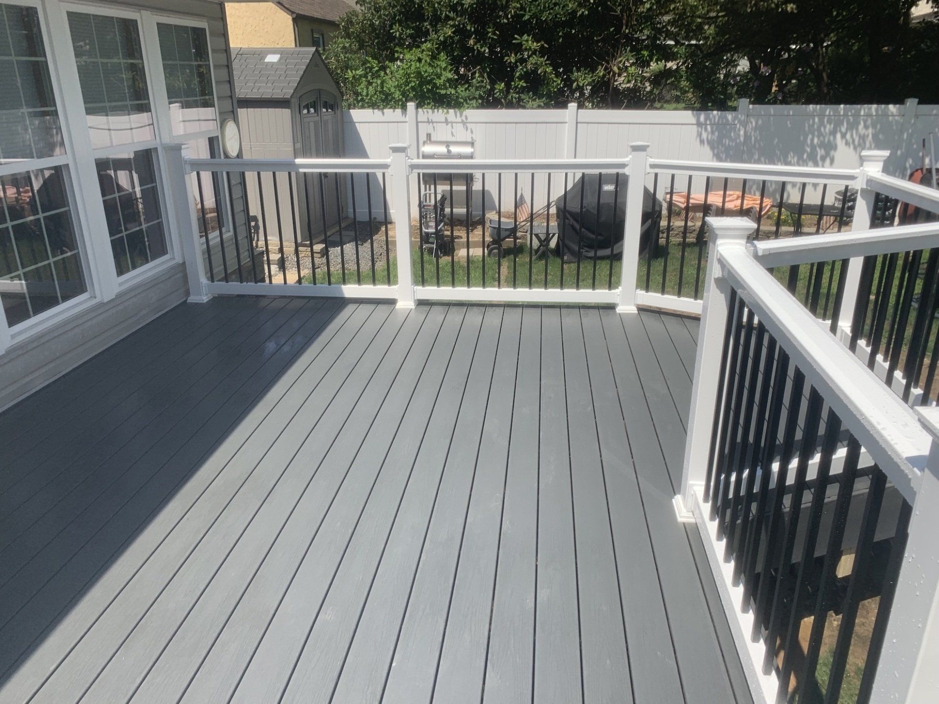 new deck installation with railing