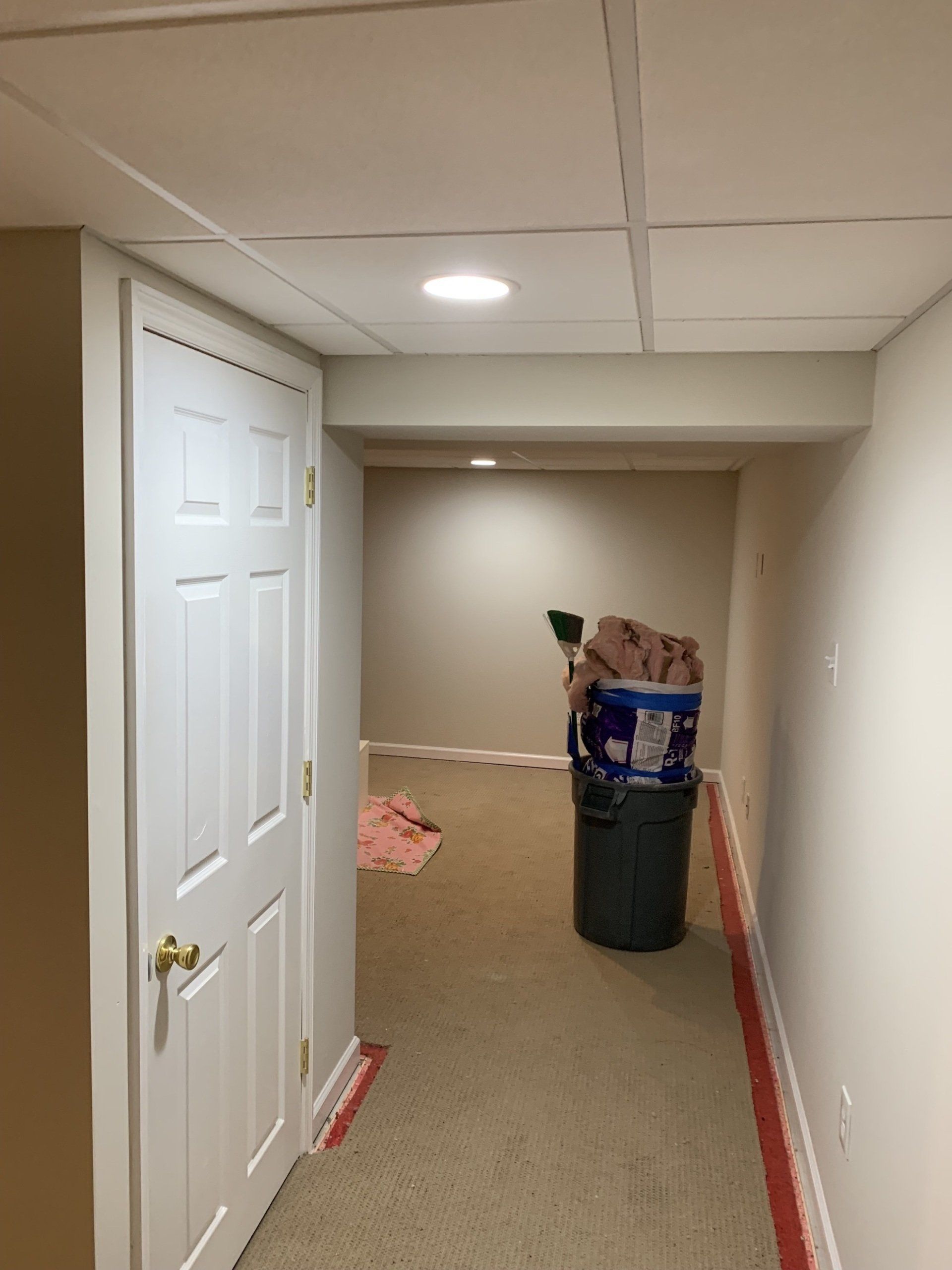 Basement renovation with new lighting