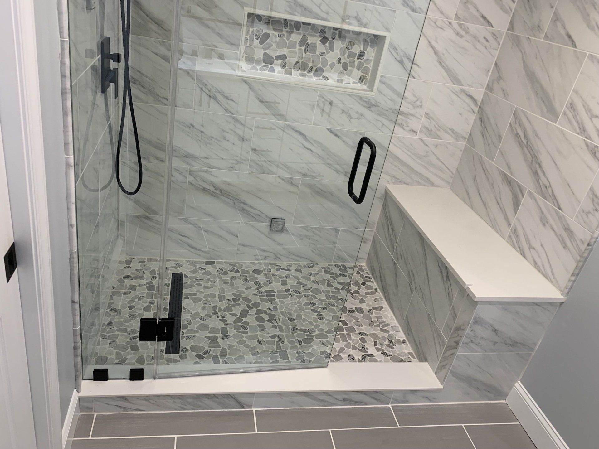 complete shower renovation with glass door