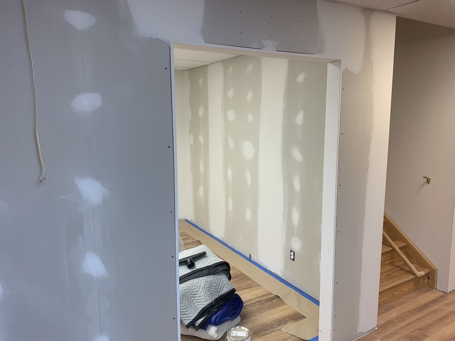 interior walls being prepared for painting