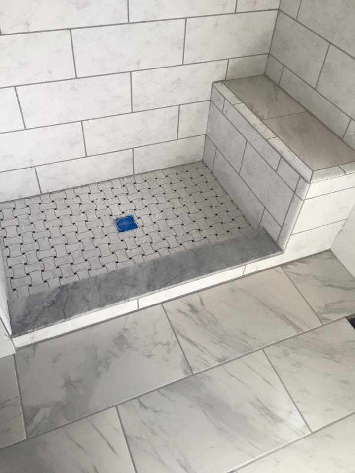 Shower pan and wall tile installation