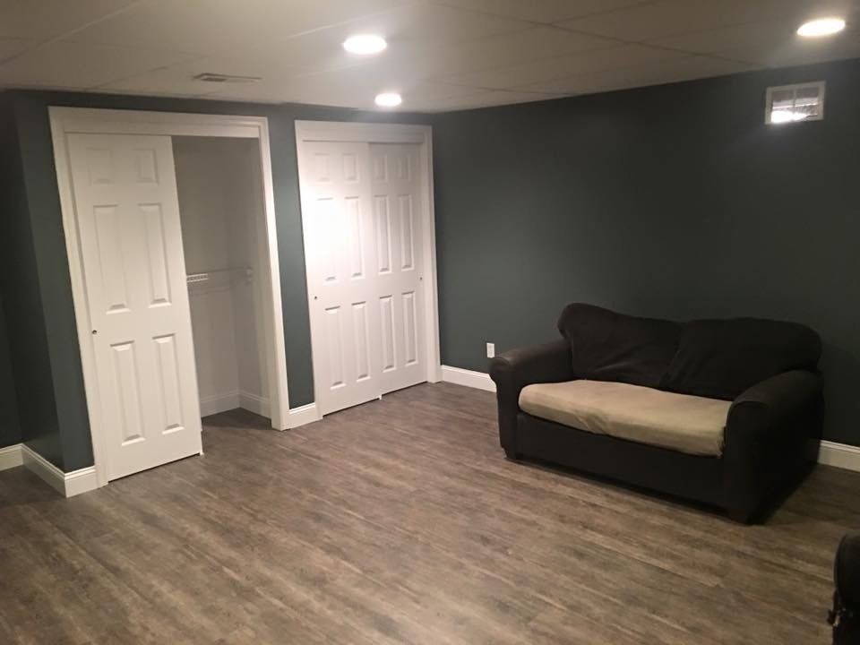 living space painted dark gray