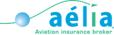 A blue and green logo for aelia aviation insurance broker