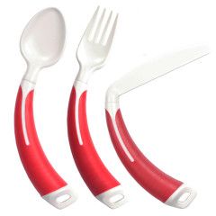 Gebogen bestek set rood