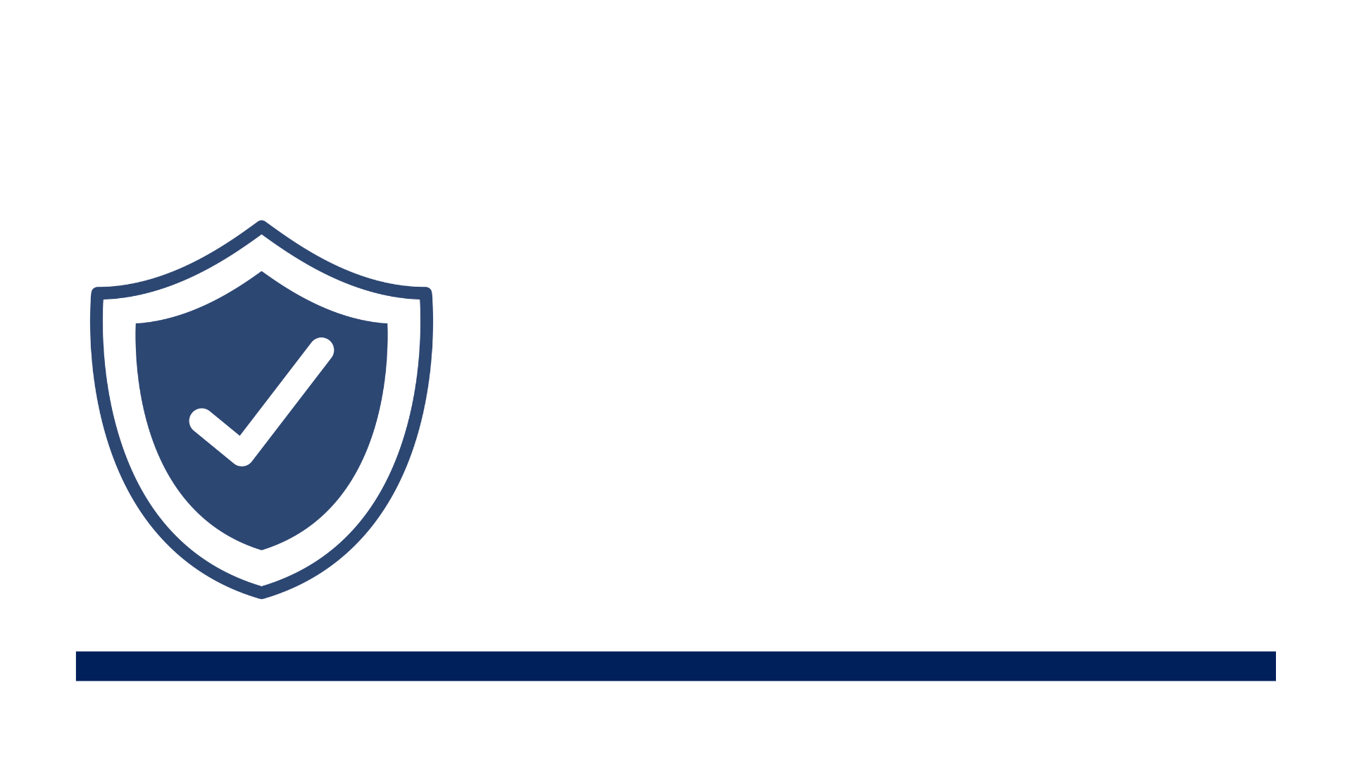 A blue shield with a check mark inside of it on a white background.