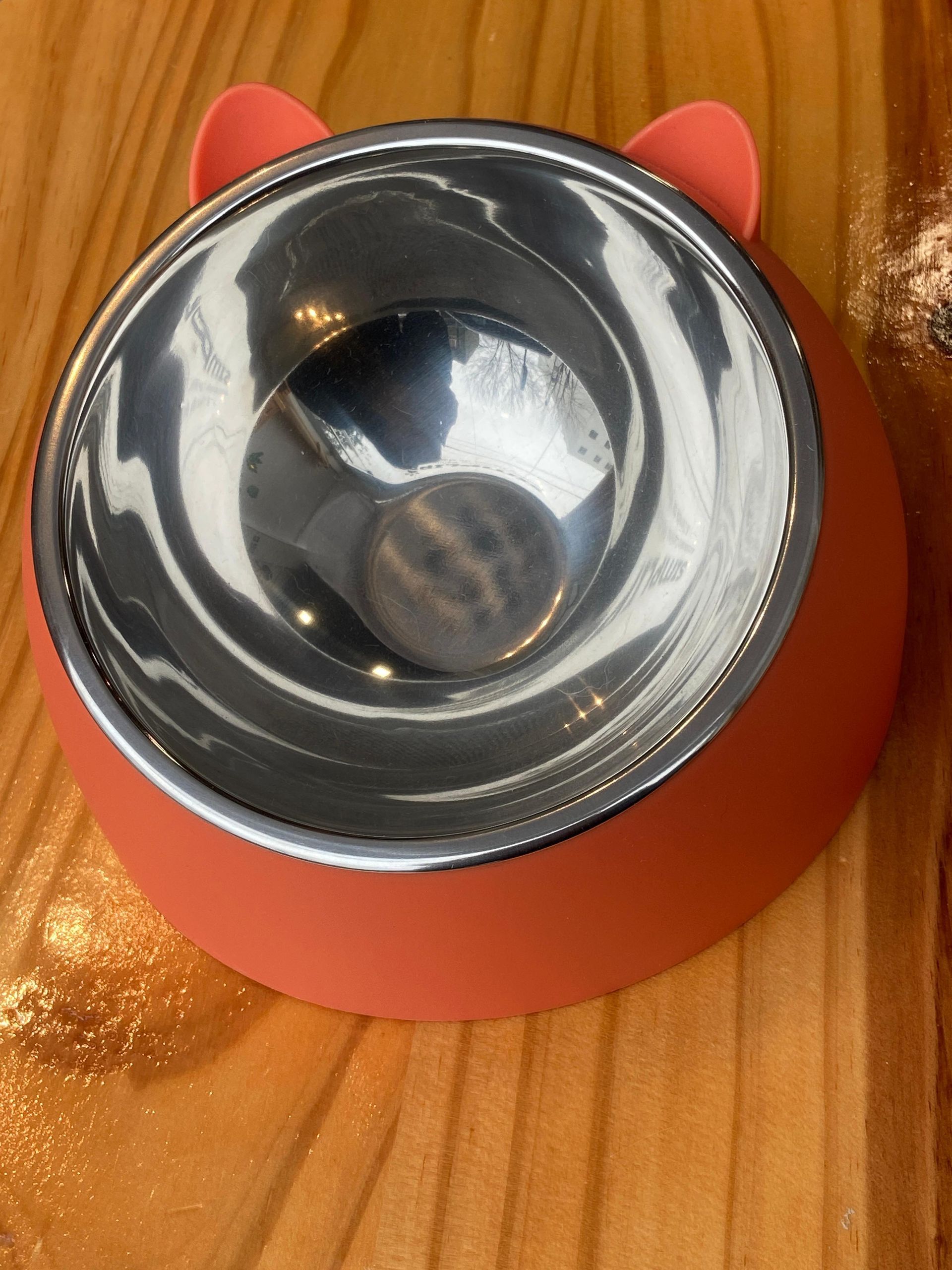 Comedero orejas de gato, bowl de acero desmontable