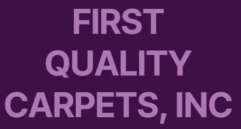 The logo for first quality carpets , inc . is purple and white.