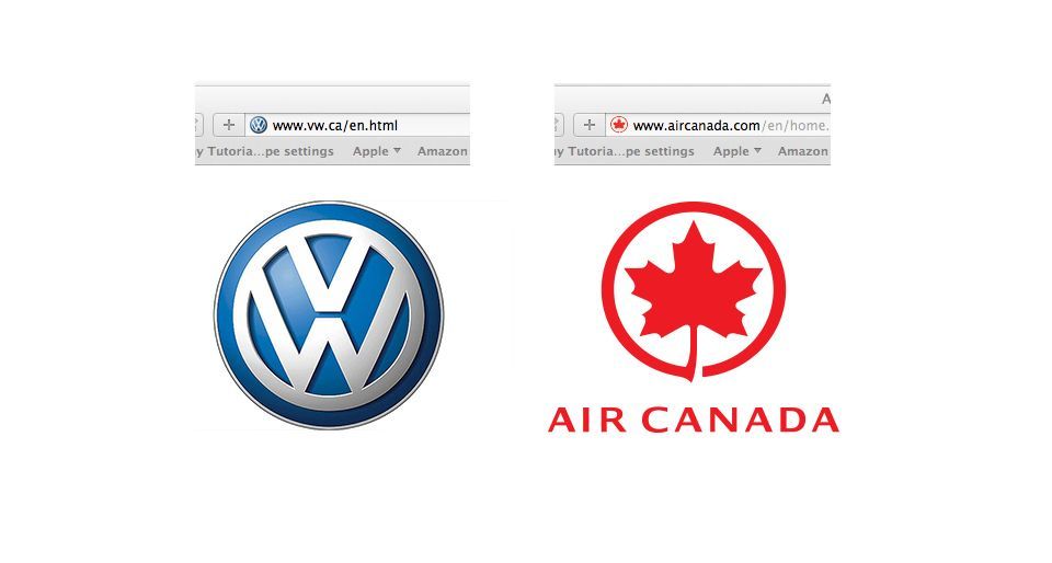 Favicon of Volkswagen and Air Canada