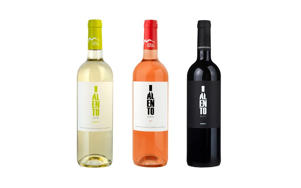 Three wine bottles from the  Alento winery