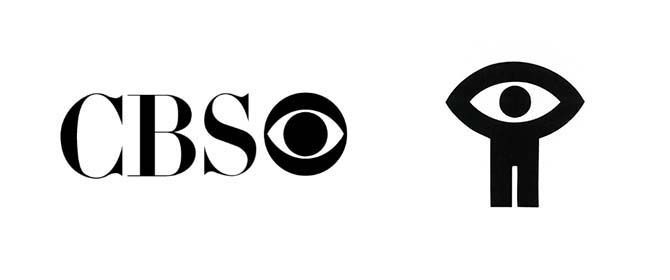 Two logos that use stylized icons of eyes