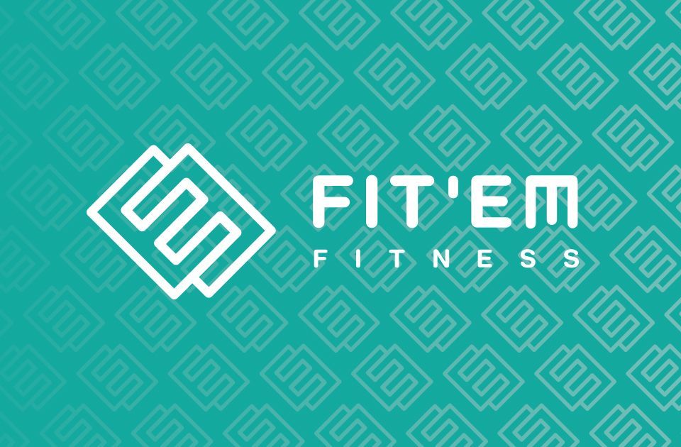 White FIT’EM Fitness logo on teal background