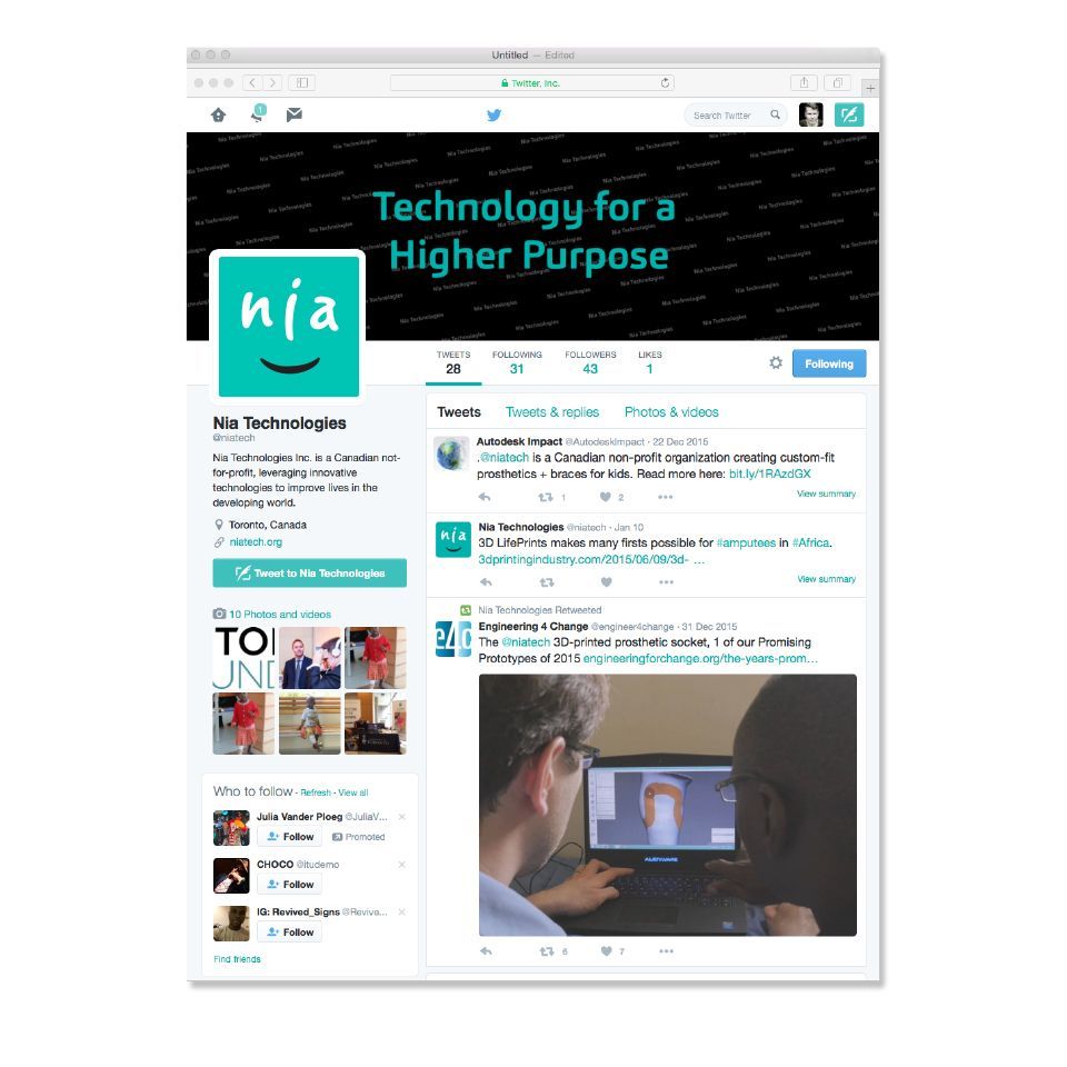 Nia Technologies Facebook page