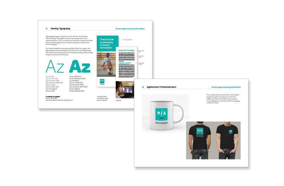 Nia Technologies brand identity manual pages