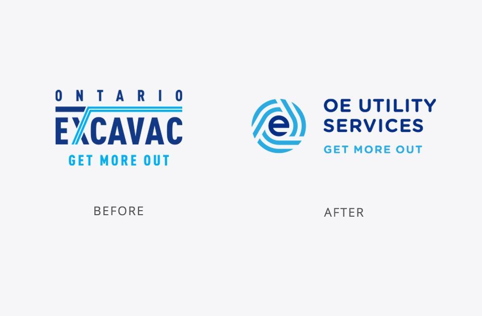Ontario Excavac logo and OE Utility Services logo