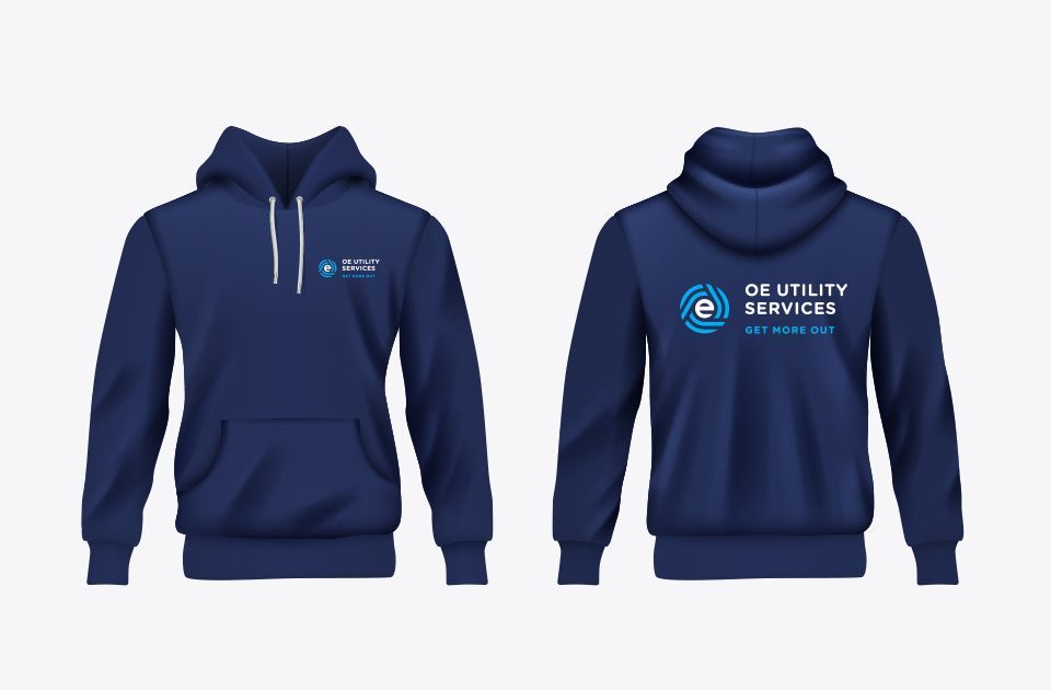 OE Utility Services logo on hoody