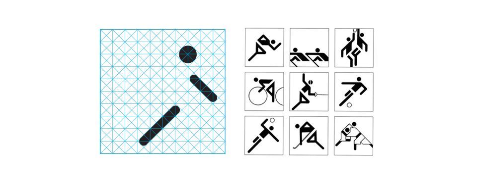 Olympic pictograms designed by Otl Aicher for the 1972 Munich Olympic Games