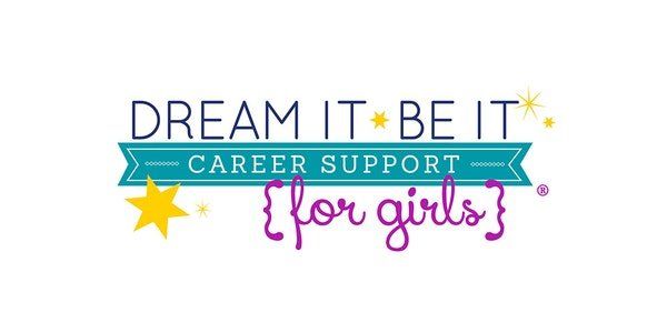 A logo for dream it be it career support for girls