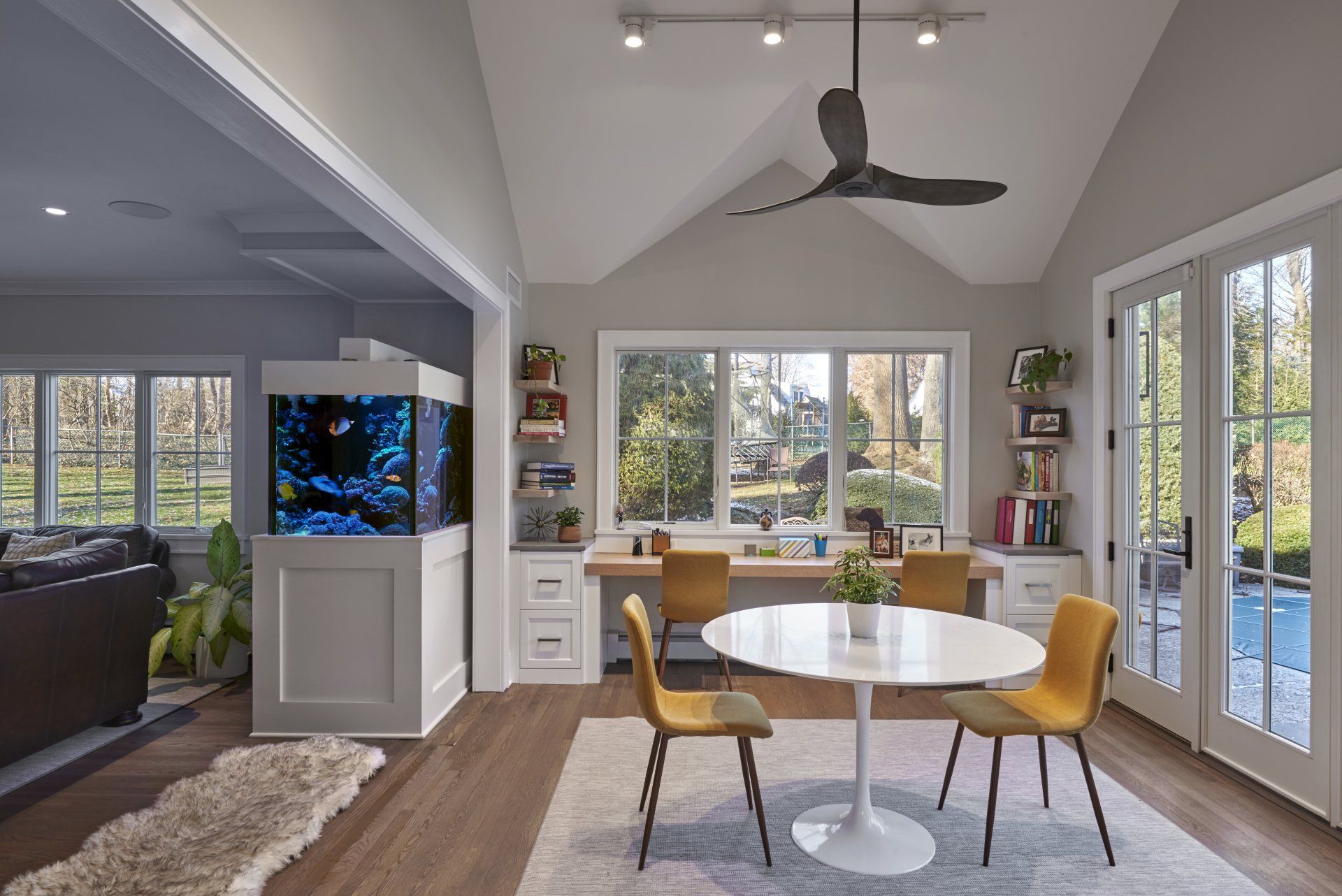 dining room space with custom fish tank 1