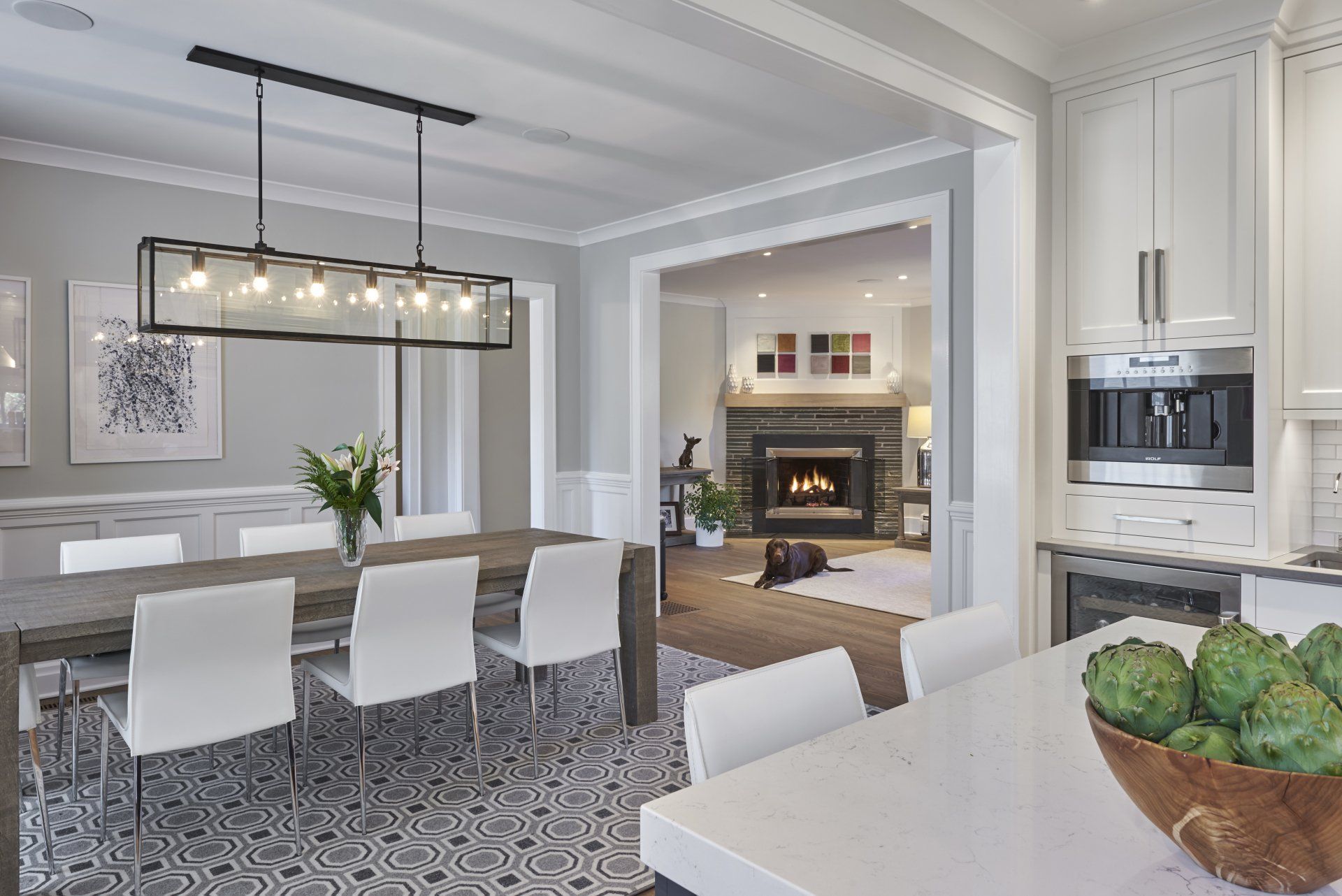 dining room space with custom fish tank 2