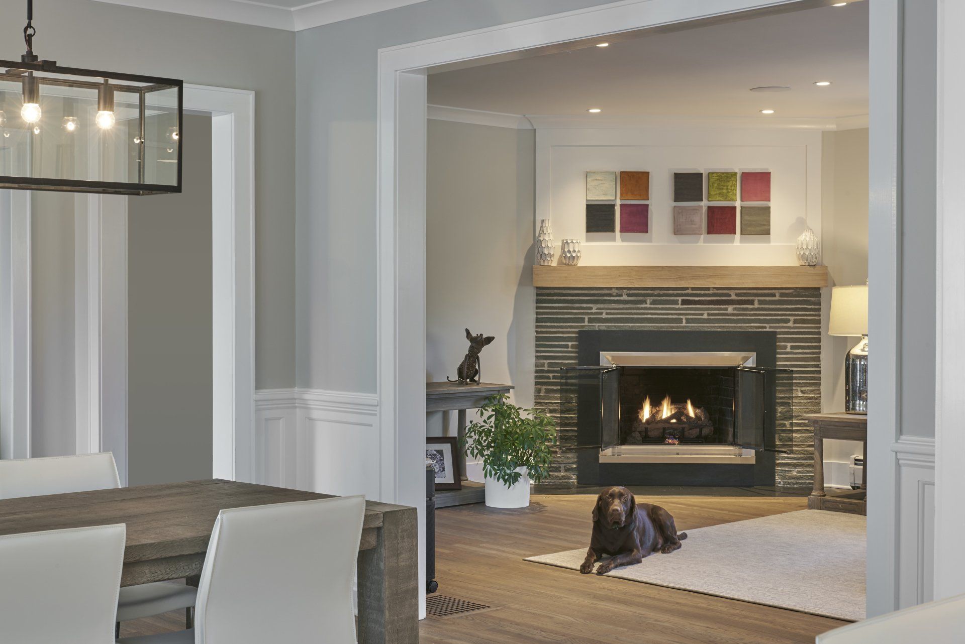 dining room space with custom fish tank 3