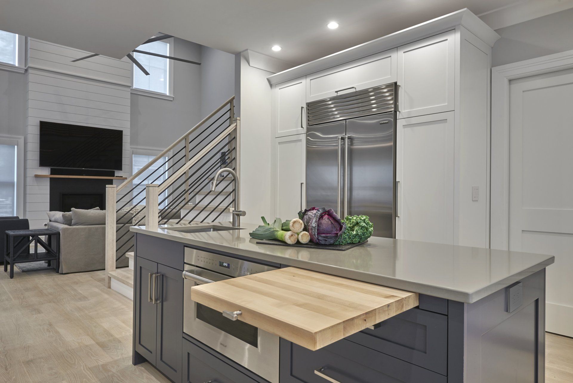 built in cutting board on kitchen island