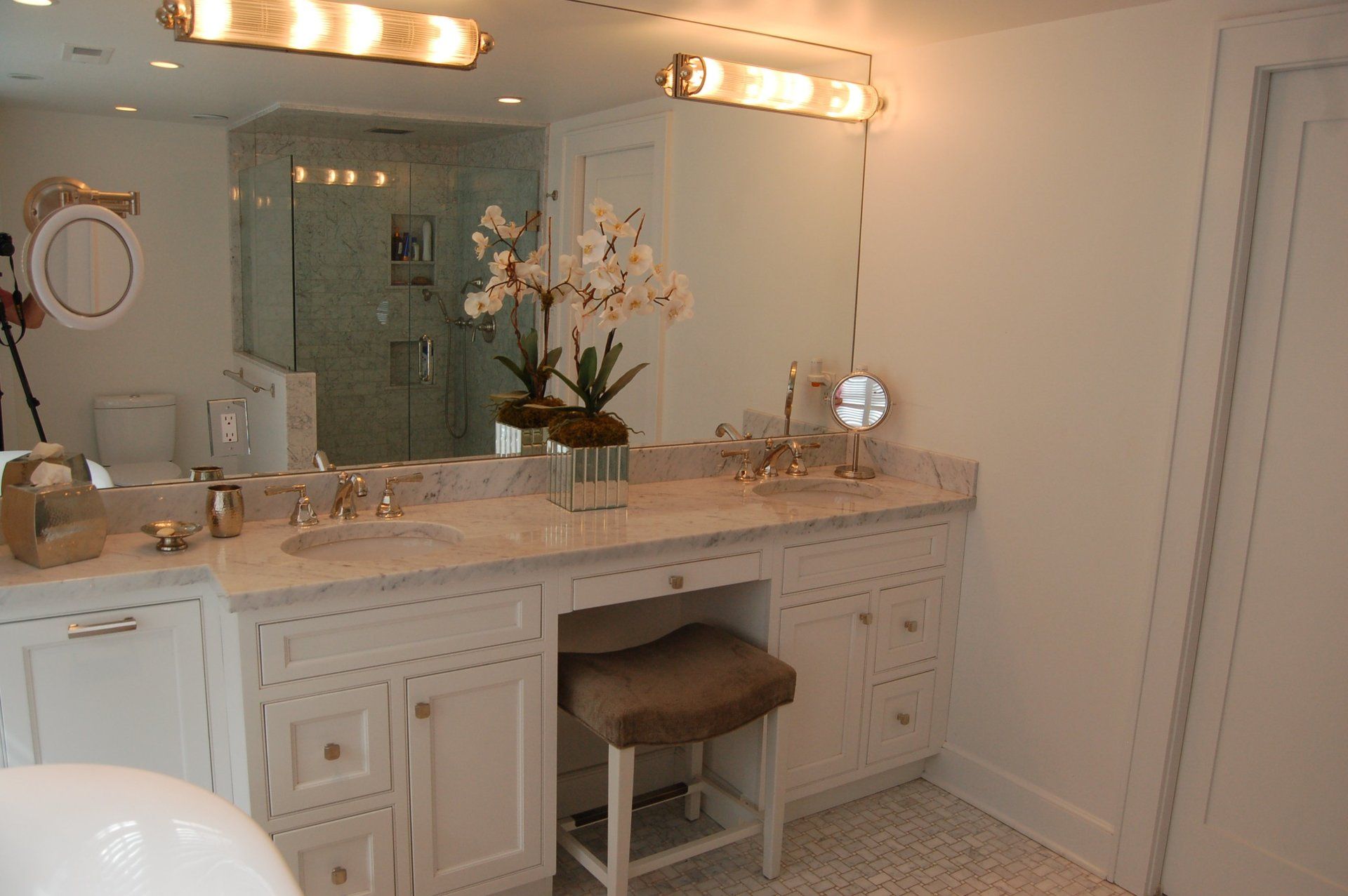 master bathroom with tub and makeup space 2