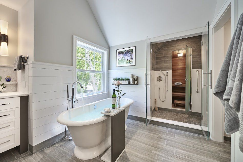 modern bathroom with soaking tub and shower 2