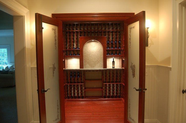 wine room with frosted doors 2