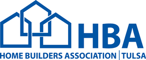 Blue logo of the Home Builders Association of Greater Tulsa, featuring three house outlines and text.