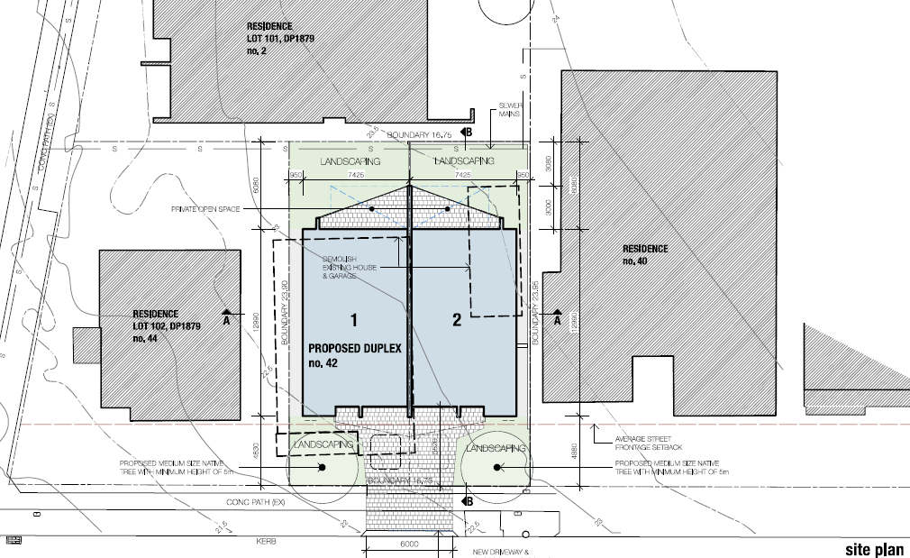 A Drawing of A Building with The Number 2 on It — Duggan Mather Surveyors in Taylors Beach, NSW