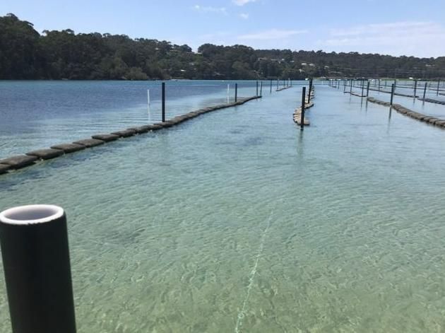 A Large Body of Water with A Dock in The Middle of It — Duggan Mather Surveyors in Taylors Beach, NSW