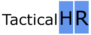 The logo for tactical hr is blue and black on a white background.