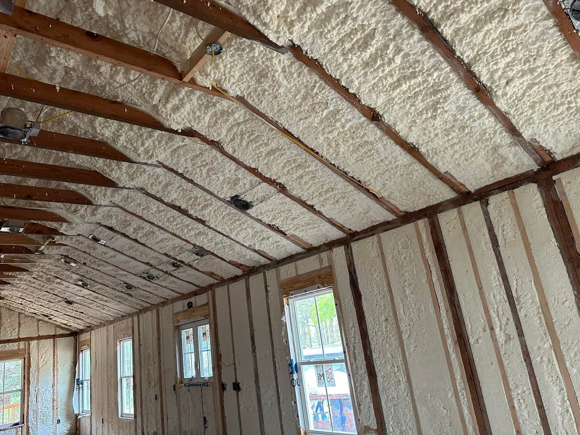 A room with a lot of foam on the ceiling and walls.