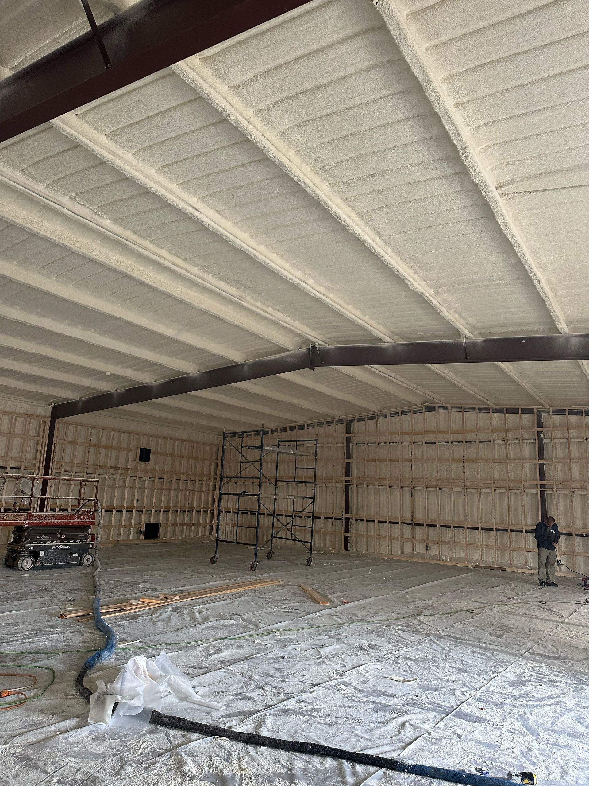 A large room with a lot of foam on the floor and ceiling.