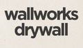 Logo: Dark teal abstract W shape within a square, with "WALLWORKS DRYWALL" below.