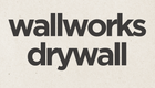 Logo: Dark teal abstract W shape within a square, with "WALLWORKS DRYWALL" below.