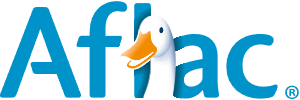 A logo for affac with a duck in the middle