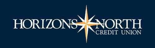 Horizons north credit union logo on a blue background
